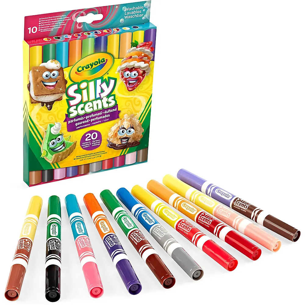 Crayola Silly Scents Abwaschbare Duft-Filzstifte mit Maxi-Doppelspitze 20Teile