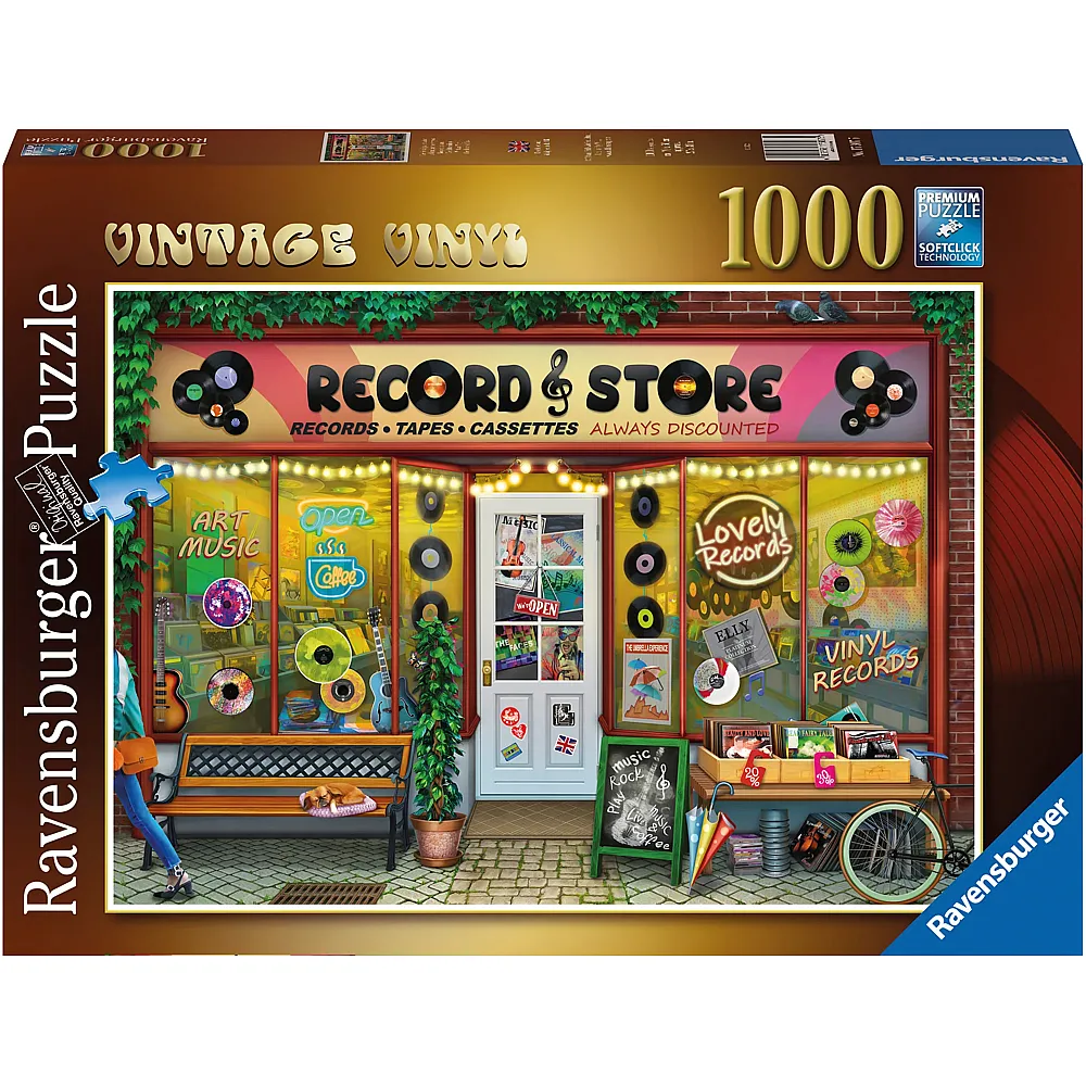 Ravensburger Puzzle Vinylladen, Vintage Vinyl - 1000 Teile