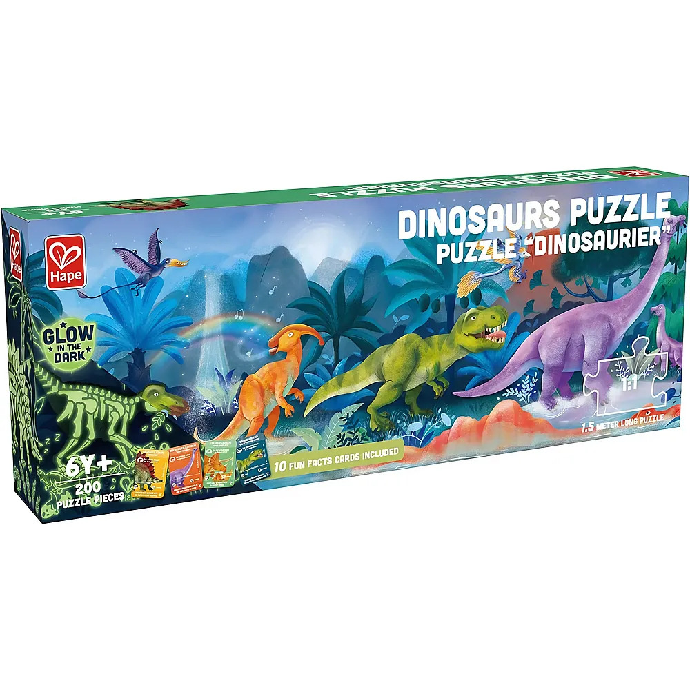 Hape Puzzle Dinosaurier Glow in the Dark 200Teile