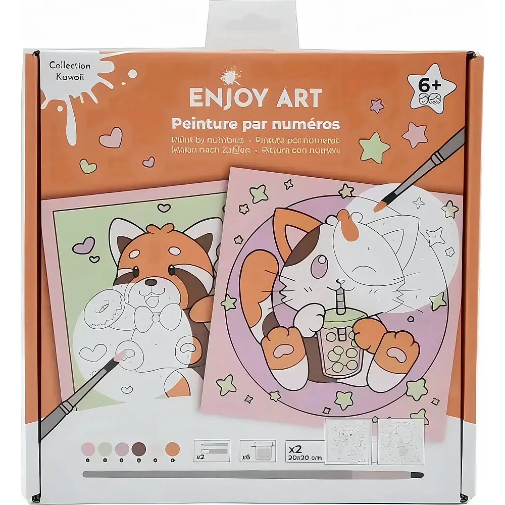 OZ International Enjoy Art Peinture Par Numeros 20x20cm Junior Kawaii Chat PA