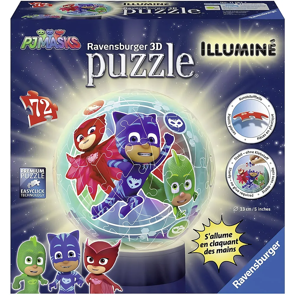 Ravensburger 3D Puzzleball mit LED PJ Masks - 72 Teile