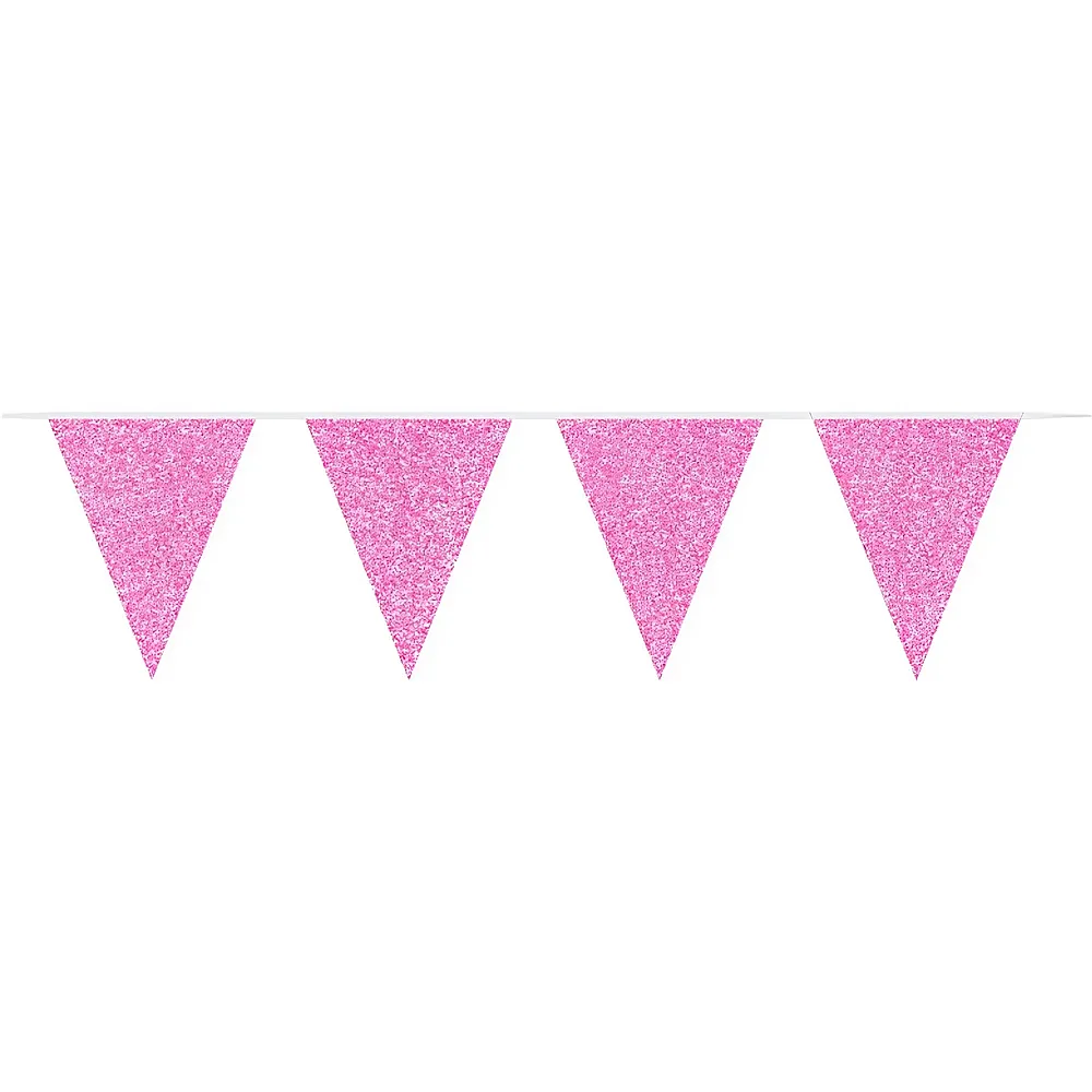 Folat Wimpelkette pink Glitzer 6m mit 10 Kartonwimpeln
