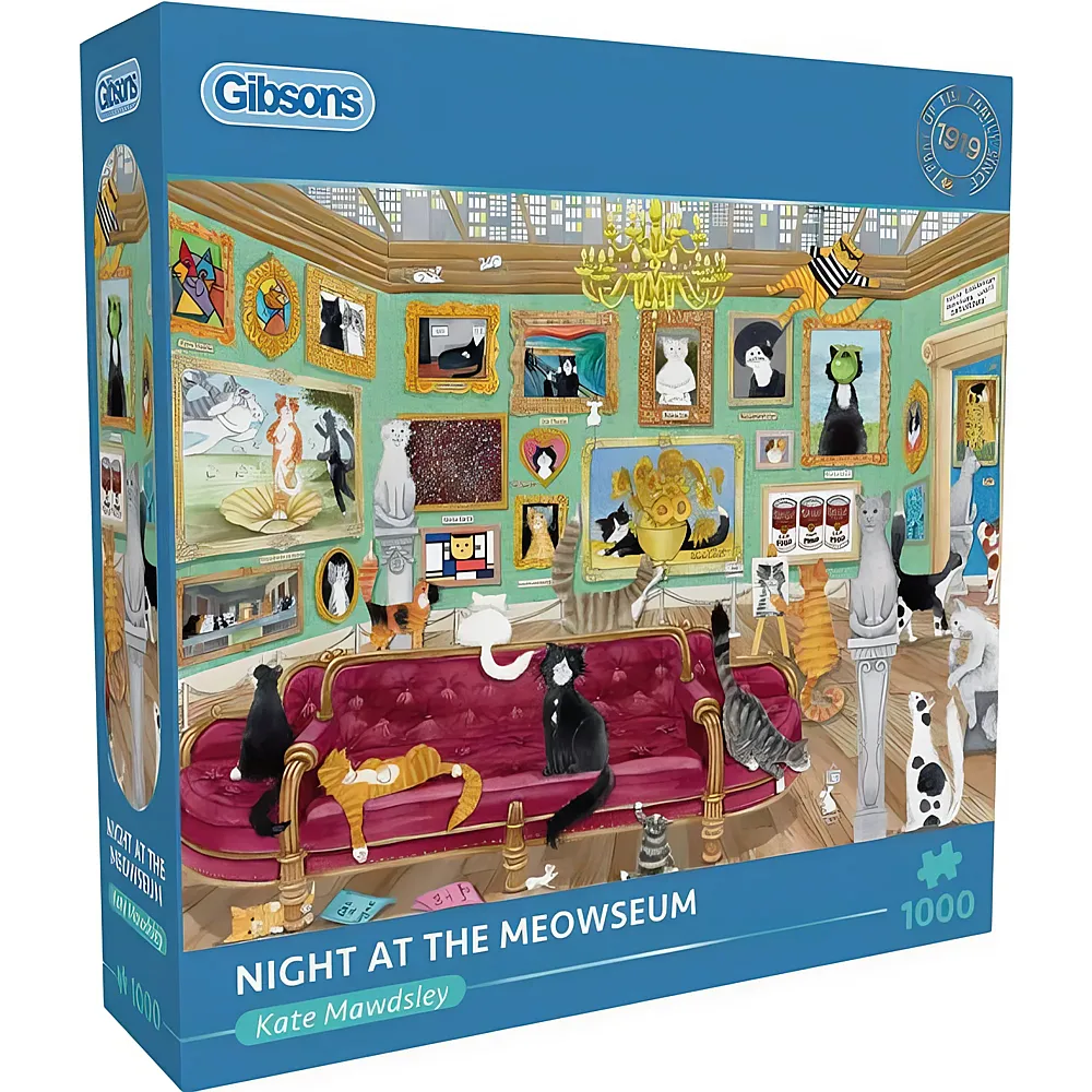 Gibsons Puzzle Kate Mawdsley Nacht im Miau-Seum - 1000 Teile