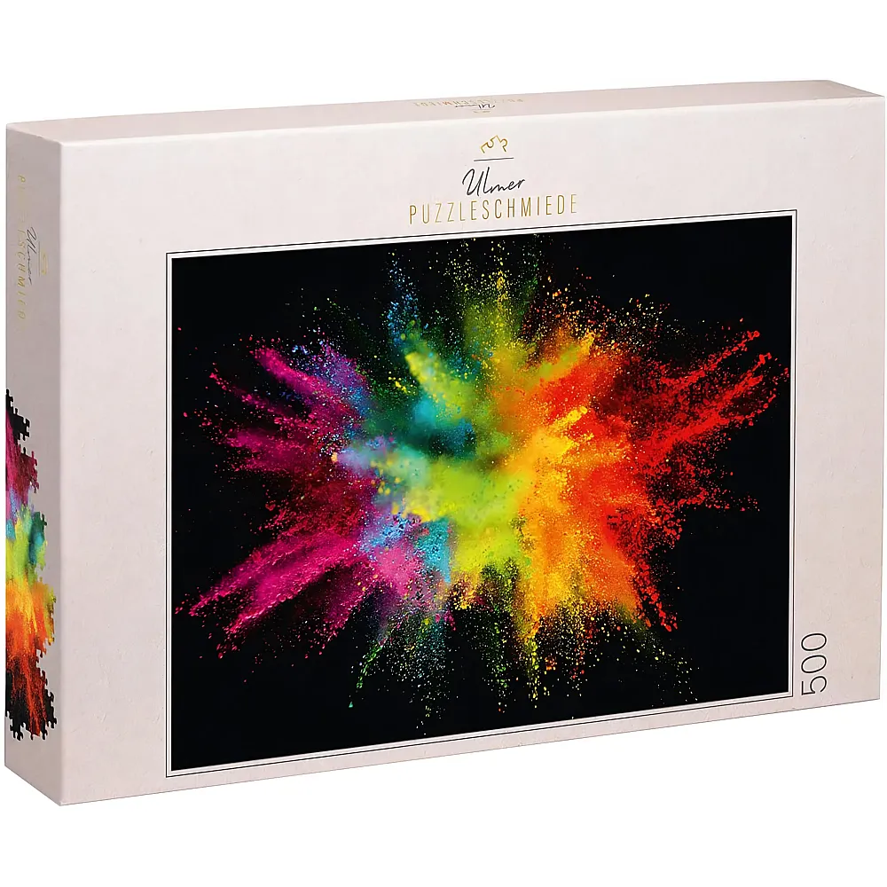 Ulmer Puzzleschmiede Bunte Farb-Pulver-Explosion auf Kontrast-Hintergrund - 500 Teile