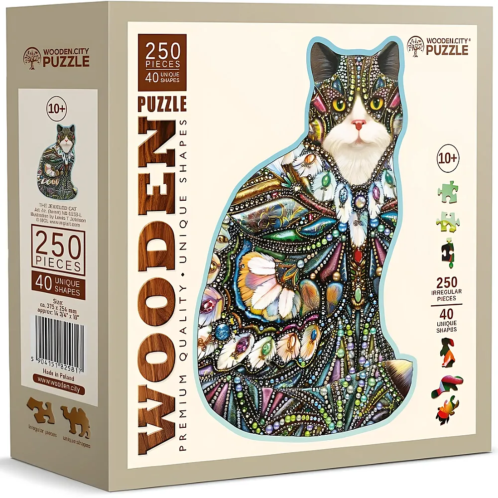 Wooden City Puzzle The Jeweled Cat L 250Teile