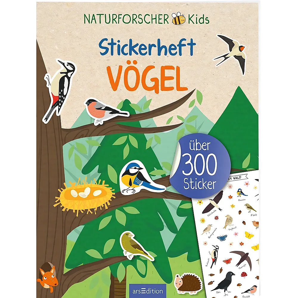 ars Edition Naturforscher-Kids Stickerheft V�gel mit �ber 300 Sticker