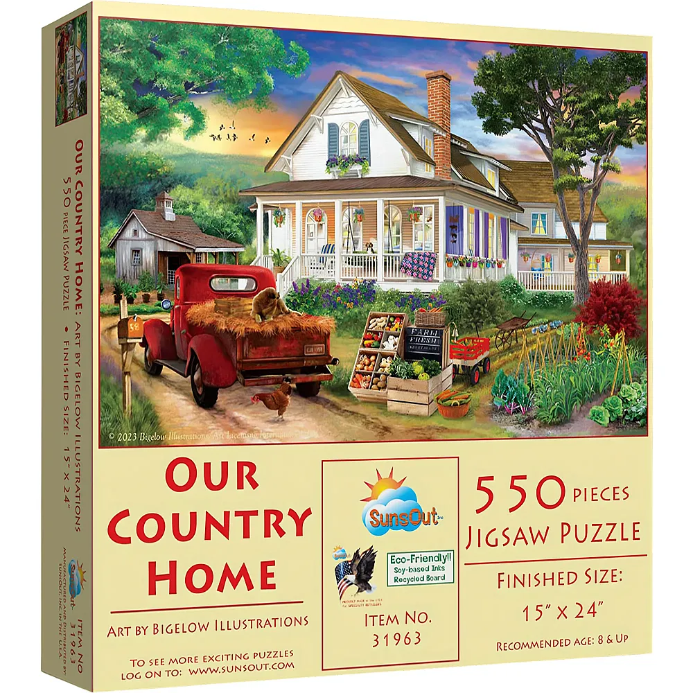 SunsOut Puzzle Bigelow Illustrations Our Country Home 550Teile
