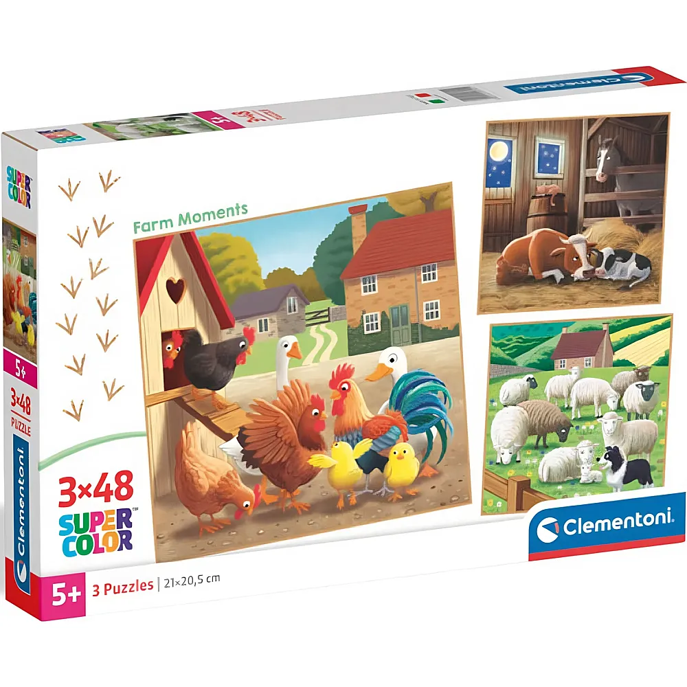 Clementoni Puzzle Supercolor 3in1 Auf dem Bauernhof 48Teile