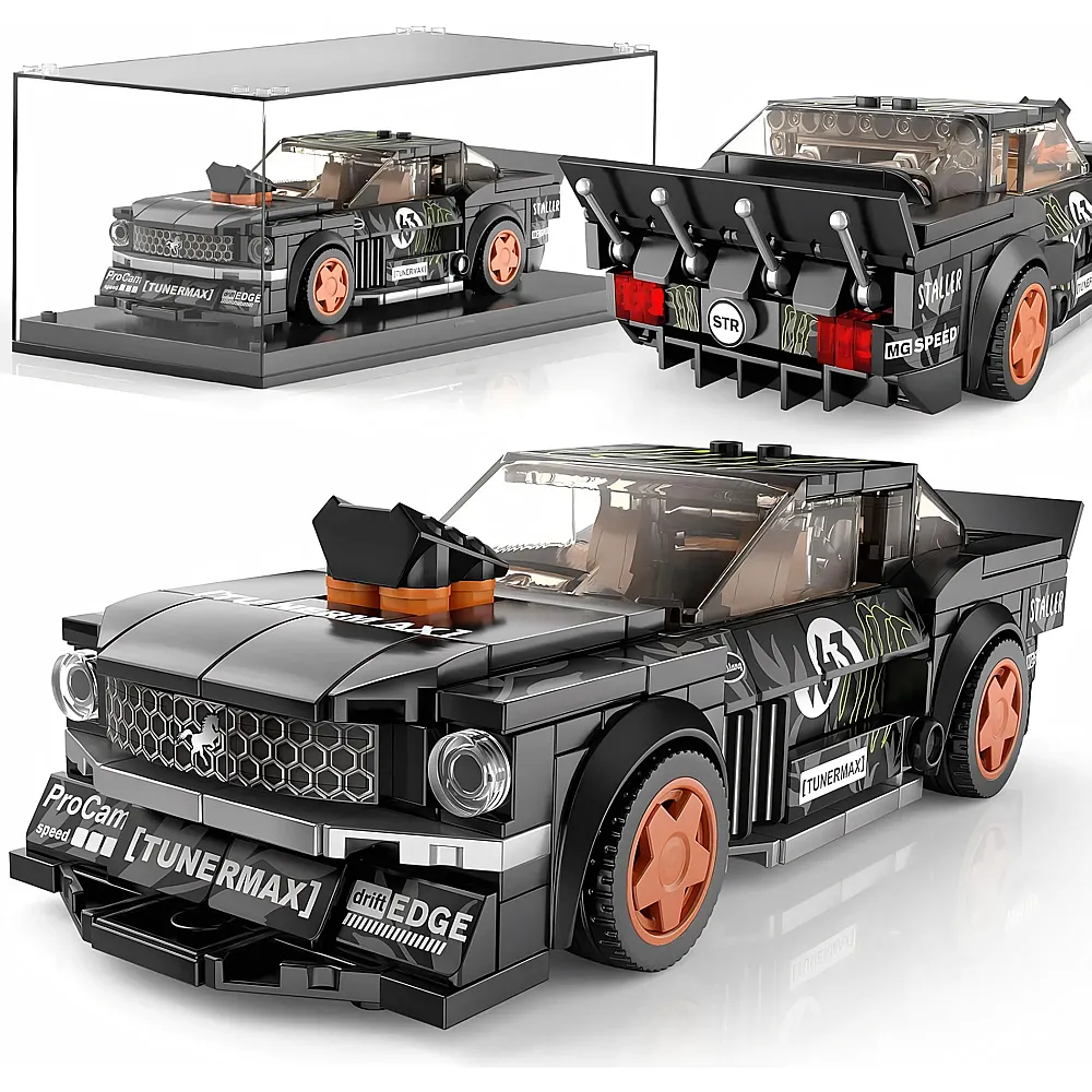 meinspielzeug � Mould King Speed Champion Rennwagen mit Acrylvitrine 27024 | Klemmbausteine Fahrzeuge