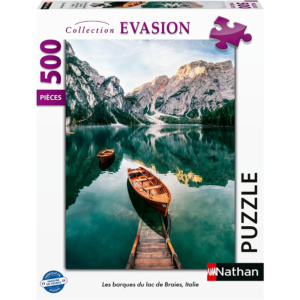 Nathan Puzzle Collection Evasion The Boats of Lake Braies - Italy - 500 Teile