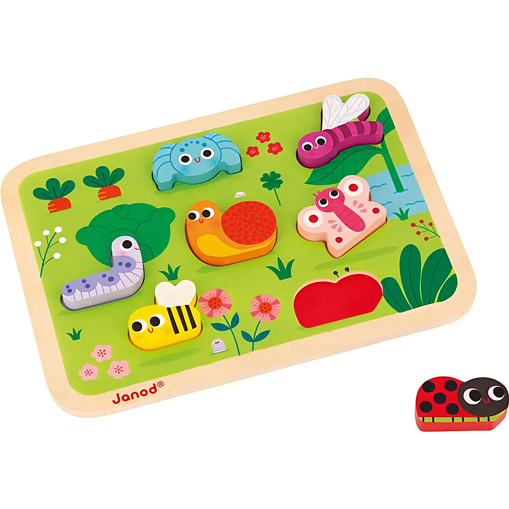 Janod Puzzle Chunky Puzzle der Garten - 7 Teile | Kleinkind-Puzzle