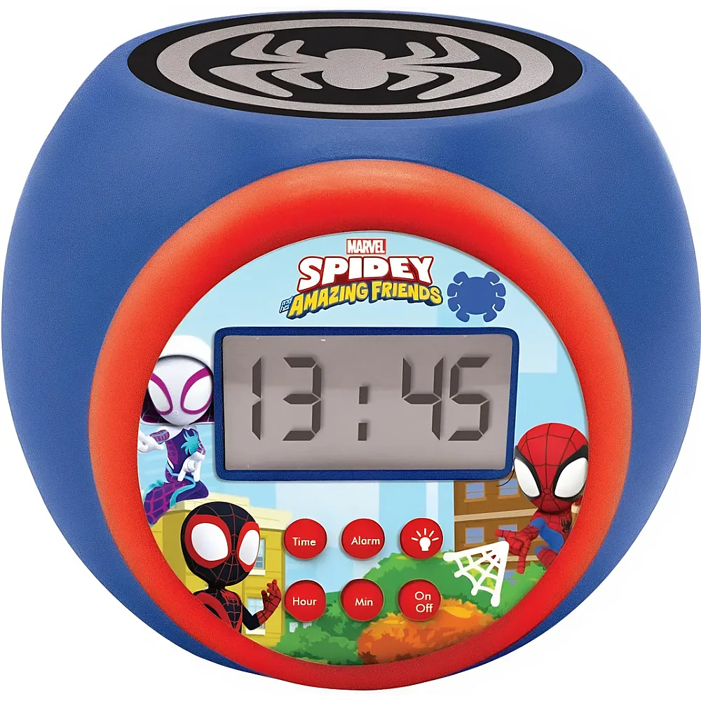 Lexibook Spiderman Spidey & Friends Projektionswecker mit LED Farbwechsel und Timer-Funktion