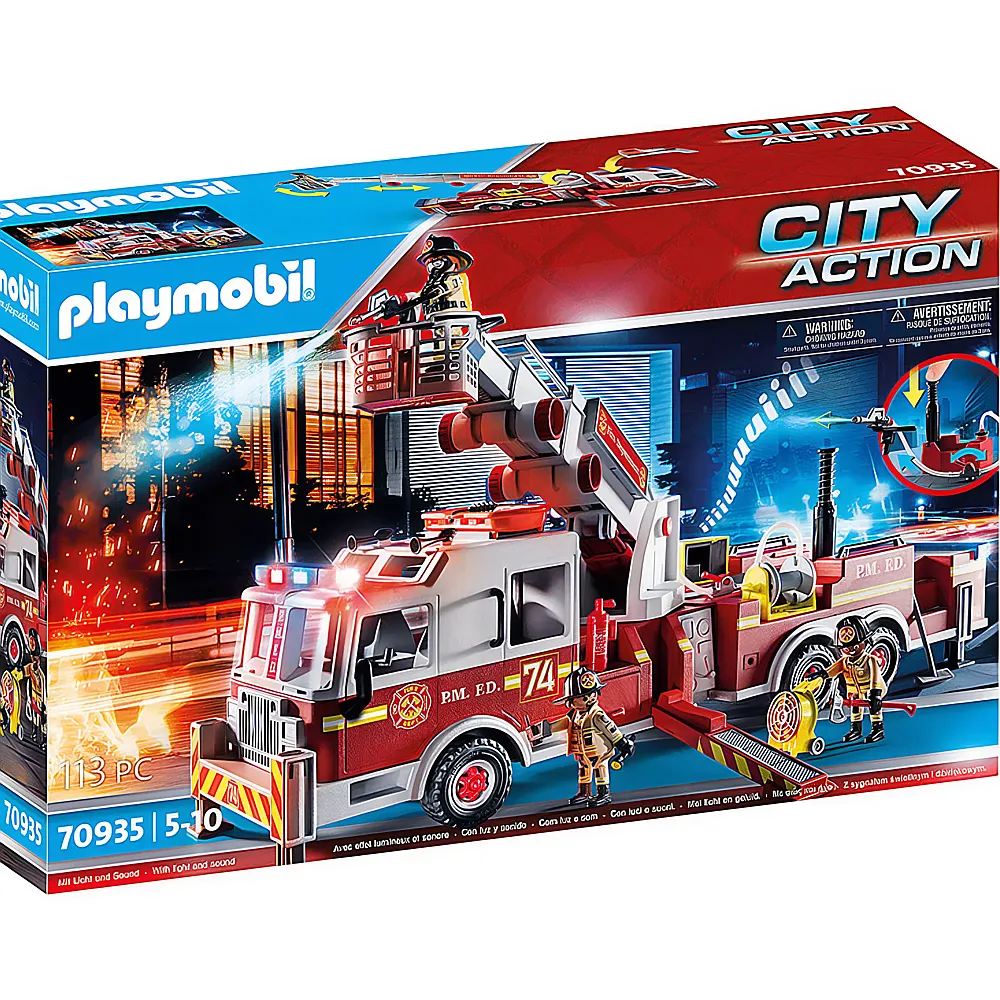 PLAYMOBIL City Action Feuerwehr-Fahrzeug: US Tower Ladder 70935
