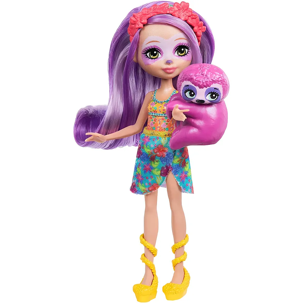 Enchantimals Sunshine Beach Sabindra Sloth Puppe und Tierfreund Hang