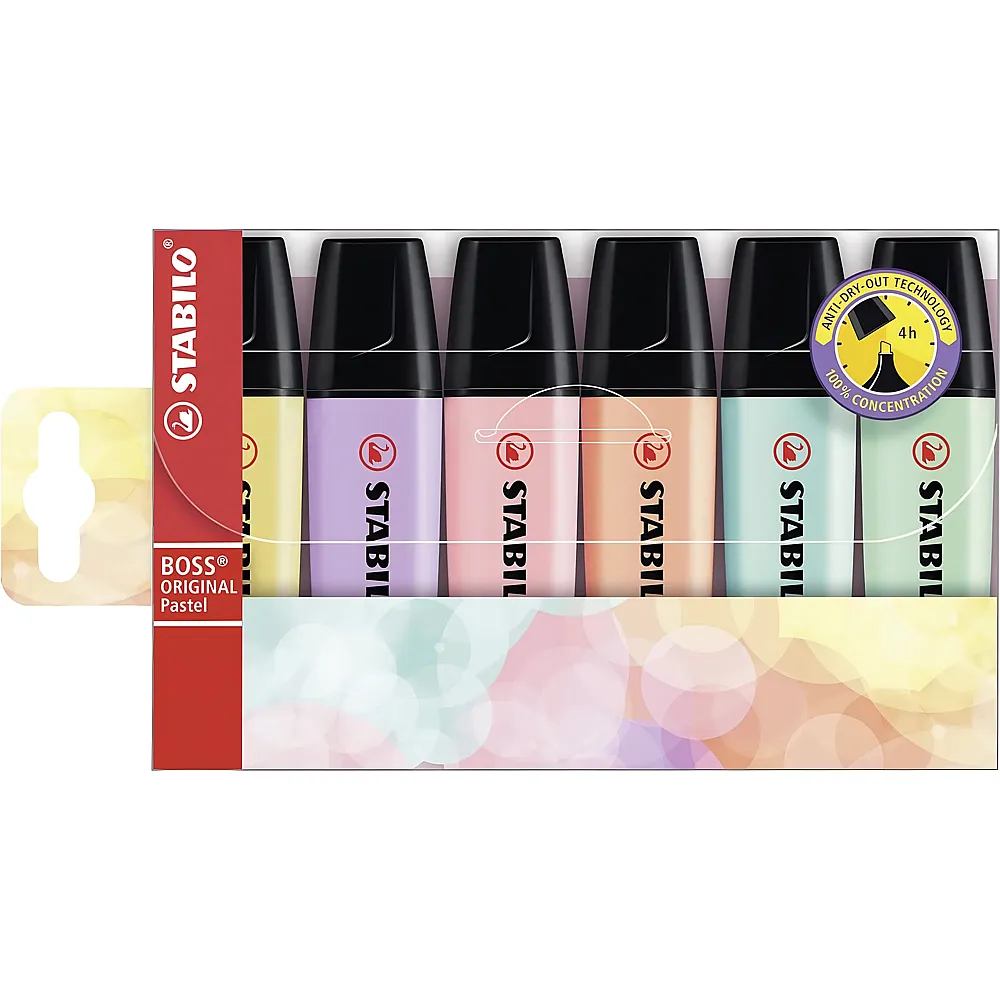 Stabilo Leuchtmarker Pastell - 6 Teile | Farbe & Kreide