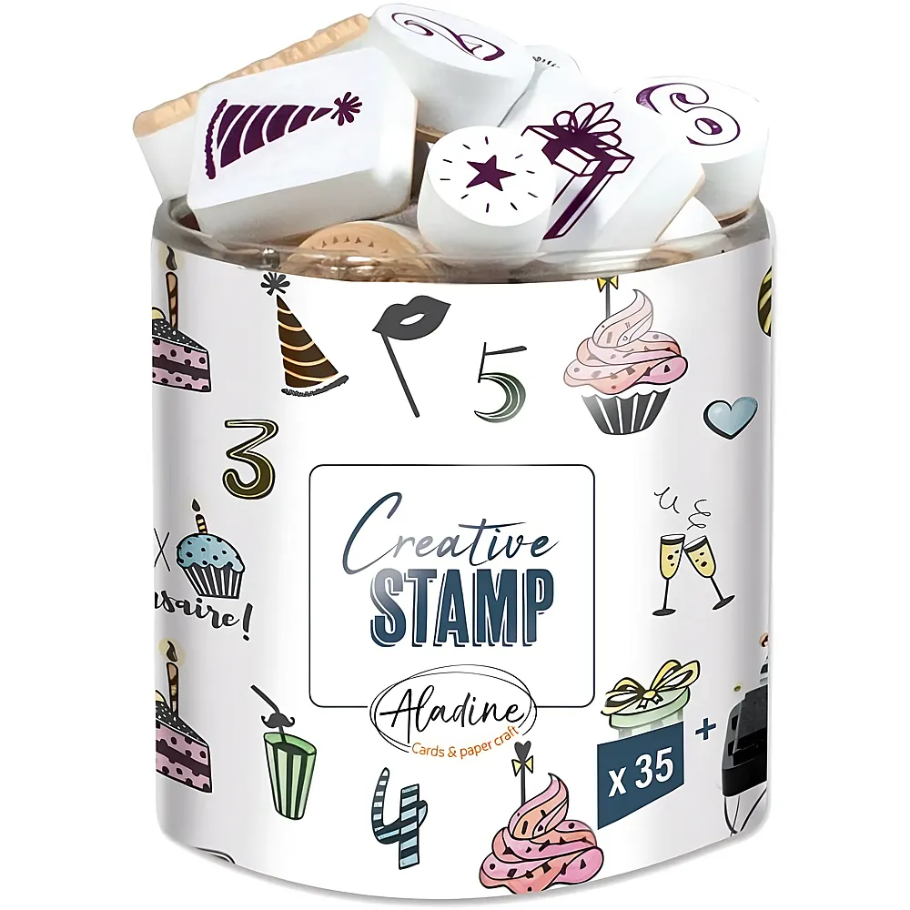 Aladine Stempel Geburtstag - 35 Teile