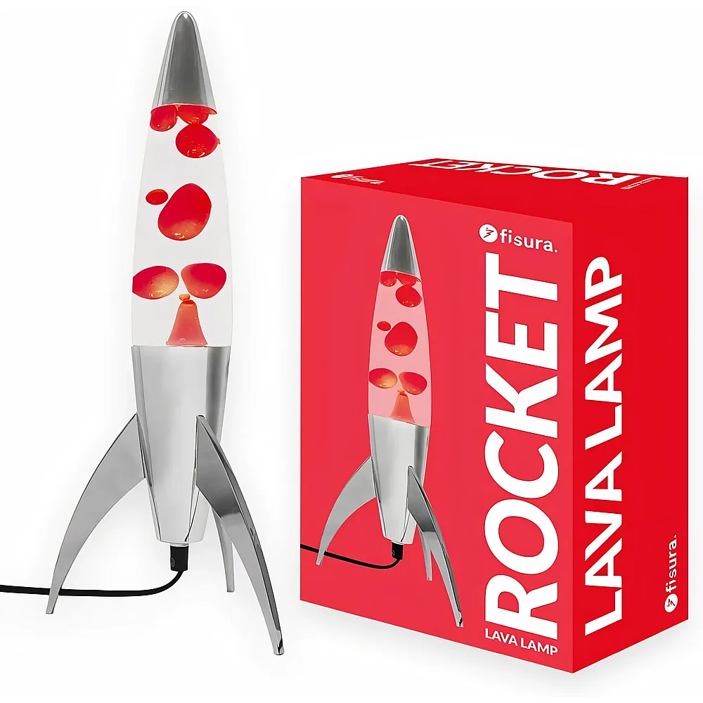 Fisura Lavalampe Rocket Weisse Basis, rote Fl�ssigkeit und weisse Lava
