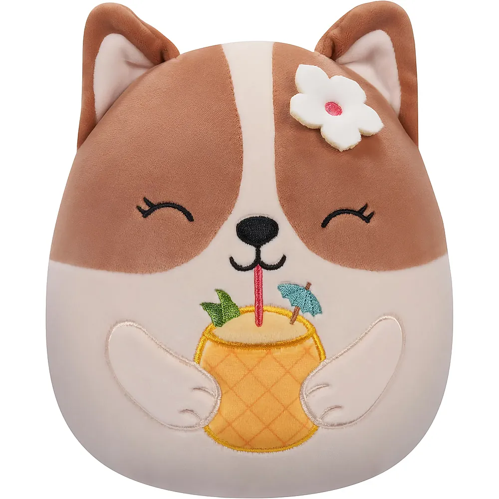 Squishmallows Pl�sch Regina der Corgi mit Ananasgetr�nk 19cm