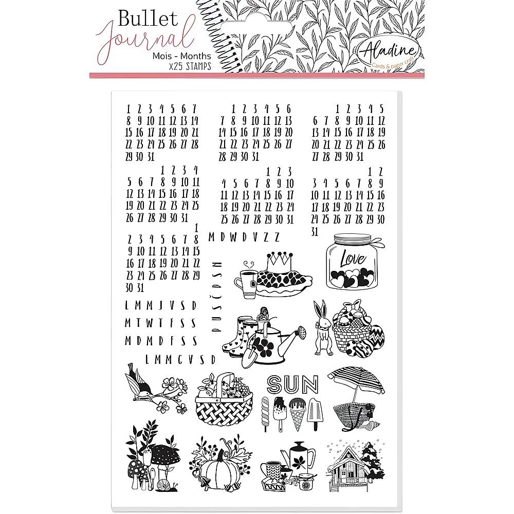 meinspielzeug - Aladine Bullet Journal Stempel Jahresmonate | Stempelsets