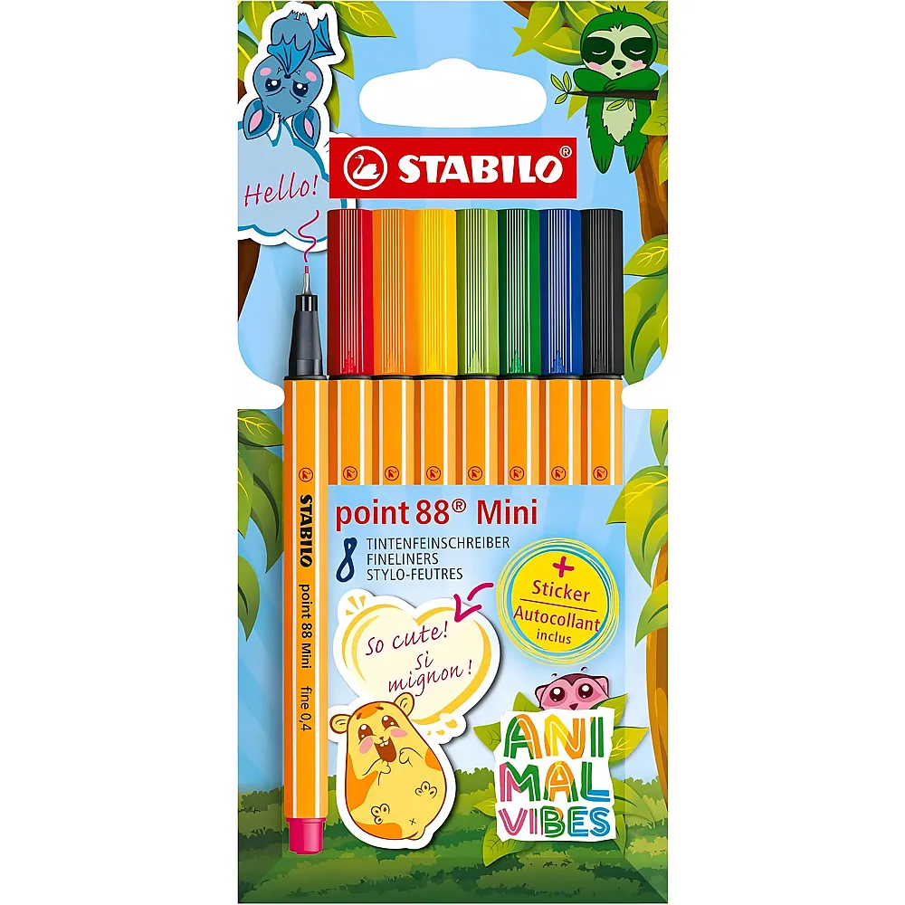 Stabilo point 88 Mini Animal - 8 Teile