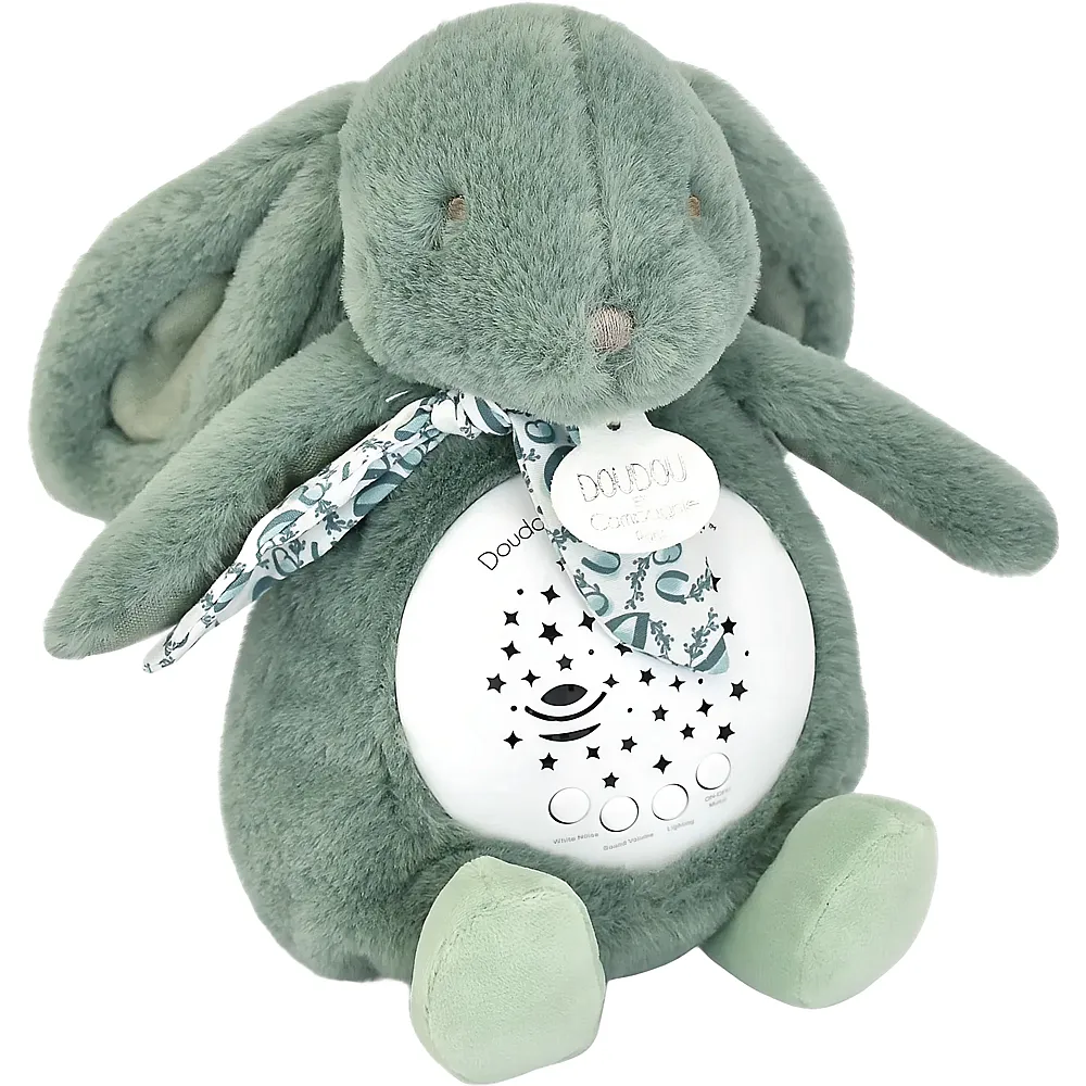 Doudou et Compagnie Nachtlicht Hase Sterne & Musik Salbeigr�n - 19 cm | Spieluhren