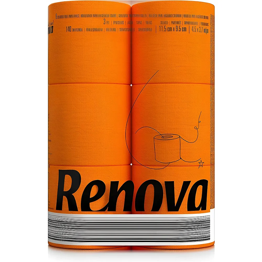Renova Toilettenpapier Orange - 6 Teile