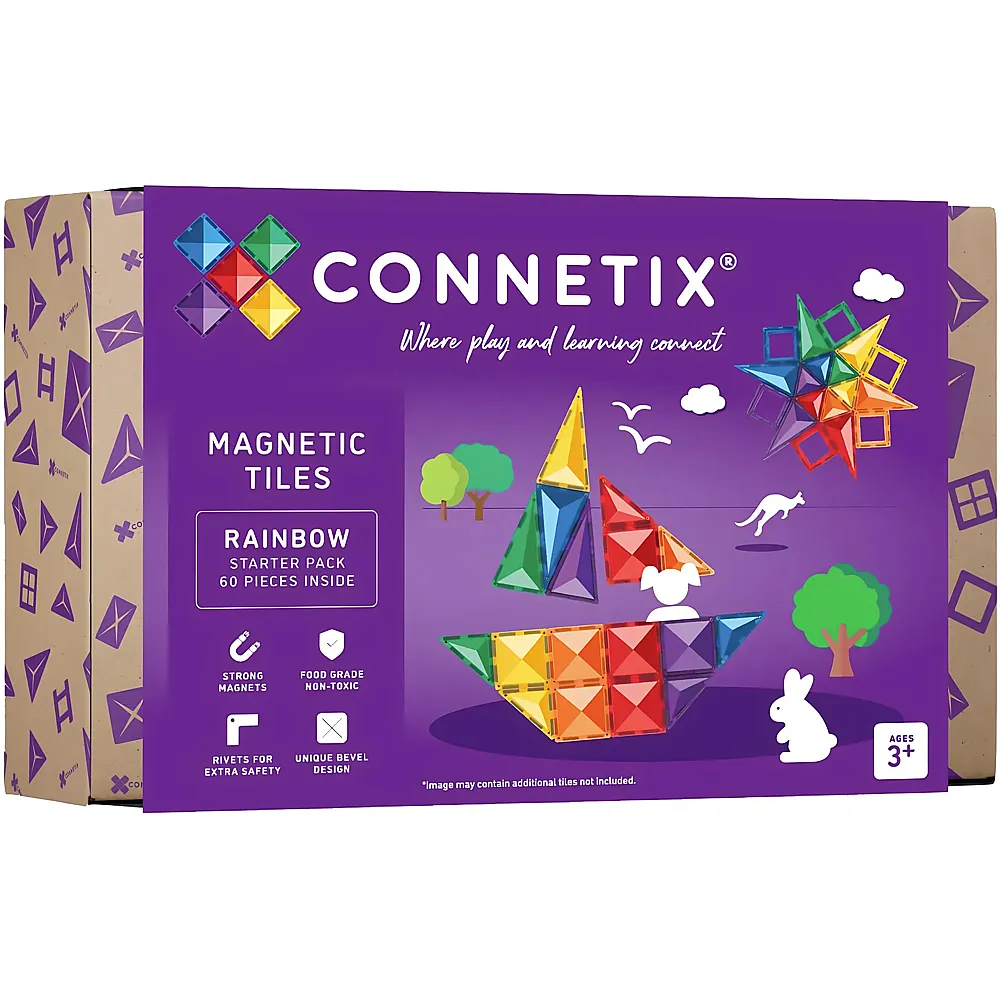 Connetix Magnetische Fliesen Regenbogen Starterpaket - 60 Teile
