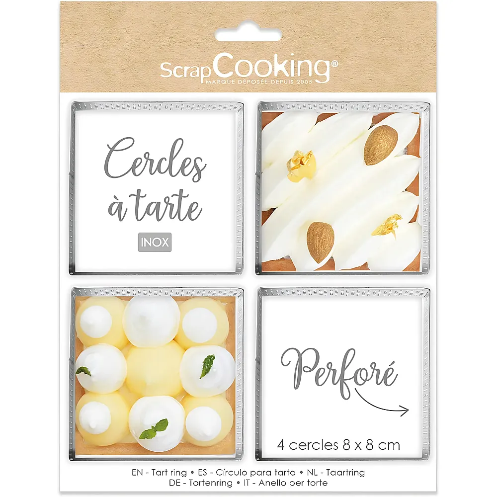 ScrapCooking Tortenring perforiert, quadratisch - 4 Teile