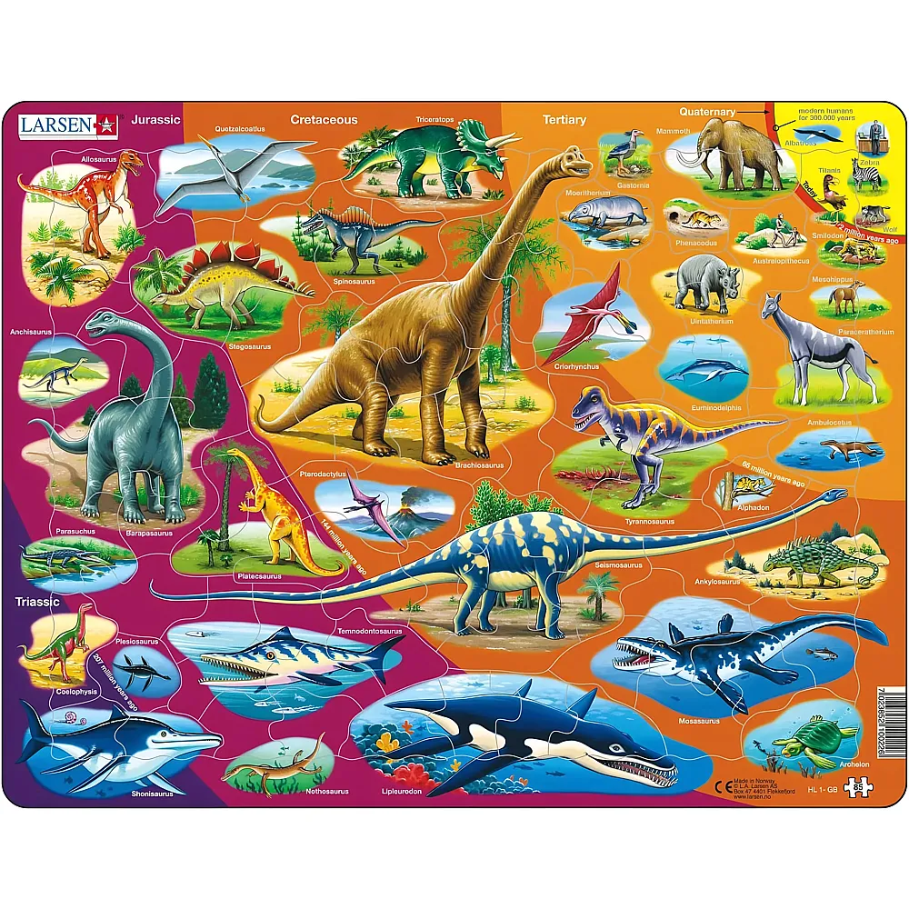 Larsen Puzzle Dinosaurier - 85 Teile