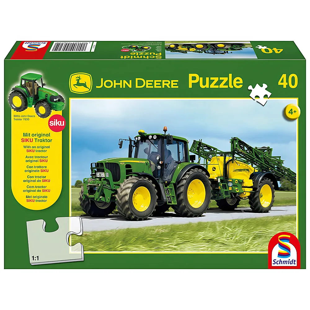 Schmidt Puzzle John Deere Traktor 6630 mit Feldspritze 40Teile