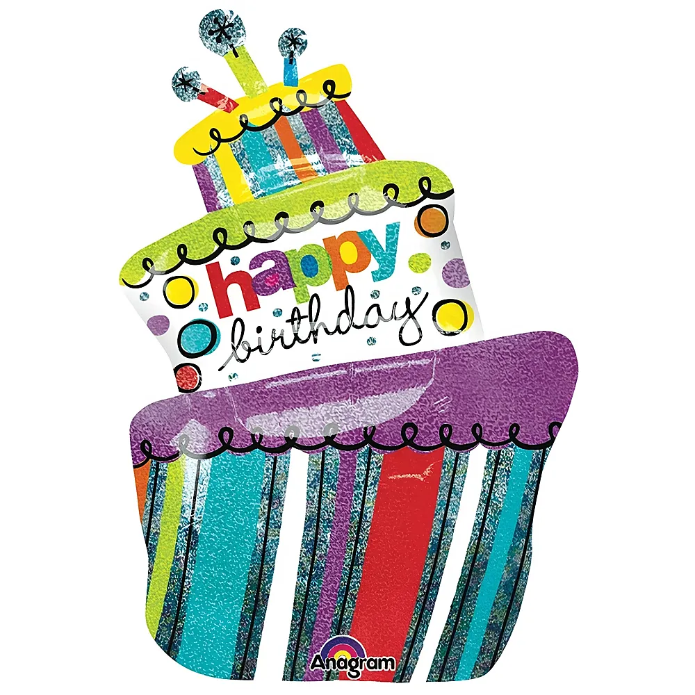 Amscan Folienballon Kuchen Happy Birthday 61x94cm | Kindergeburtstag