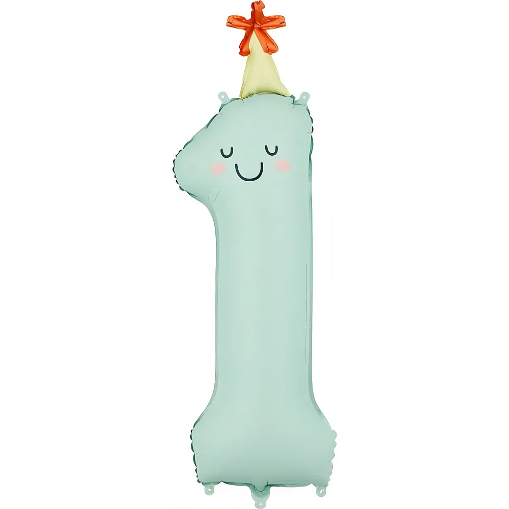 PartyDeco Folienballon Zahl 1 Smiley's mint - Suche