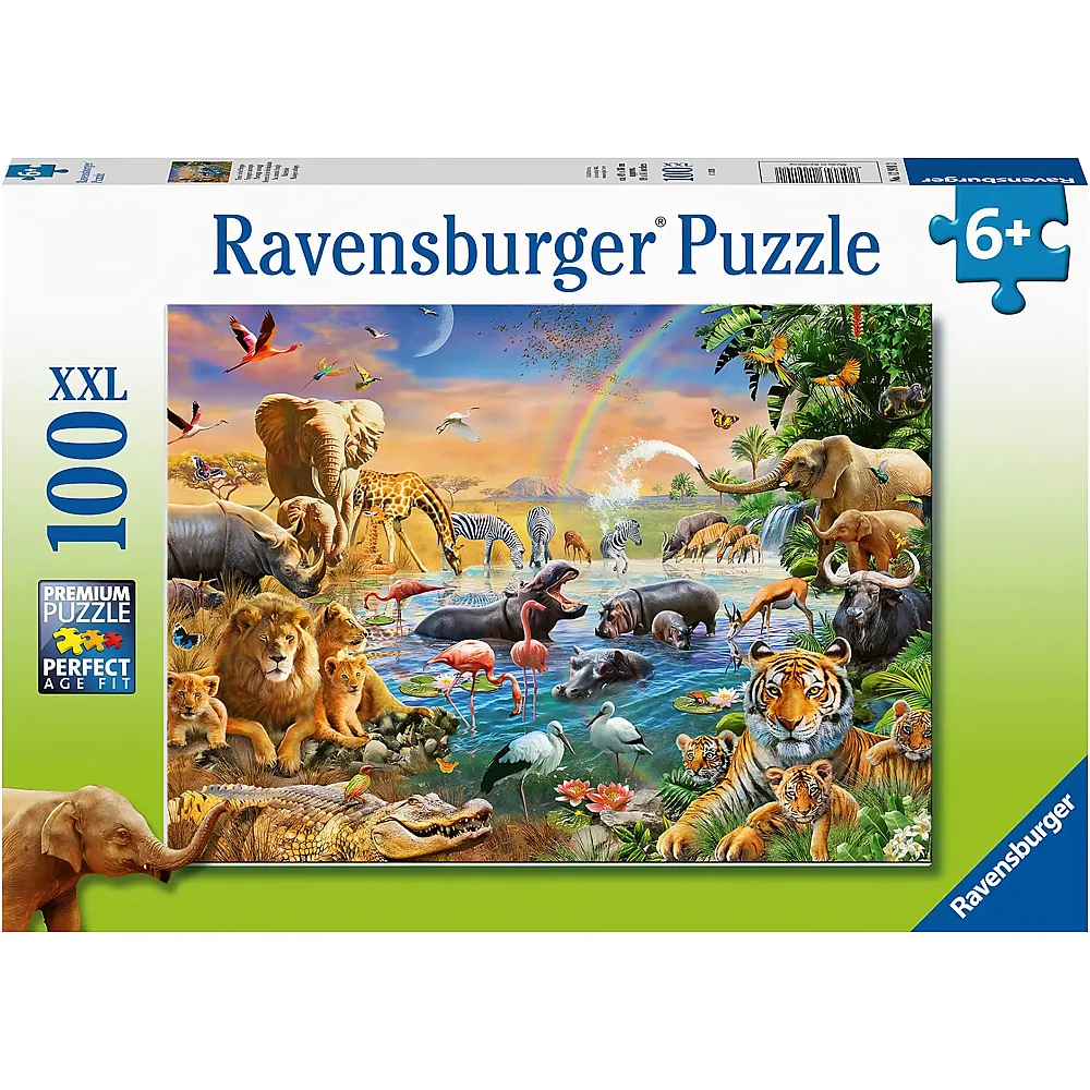 Ravensburger Puzzle Wasserloch im Dschungel - 100 Teile