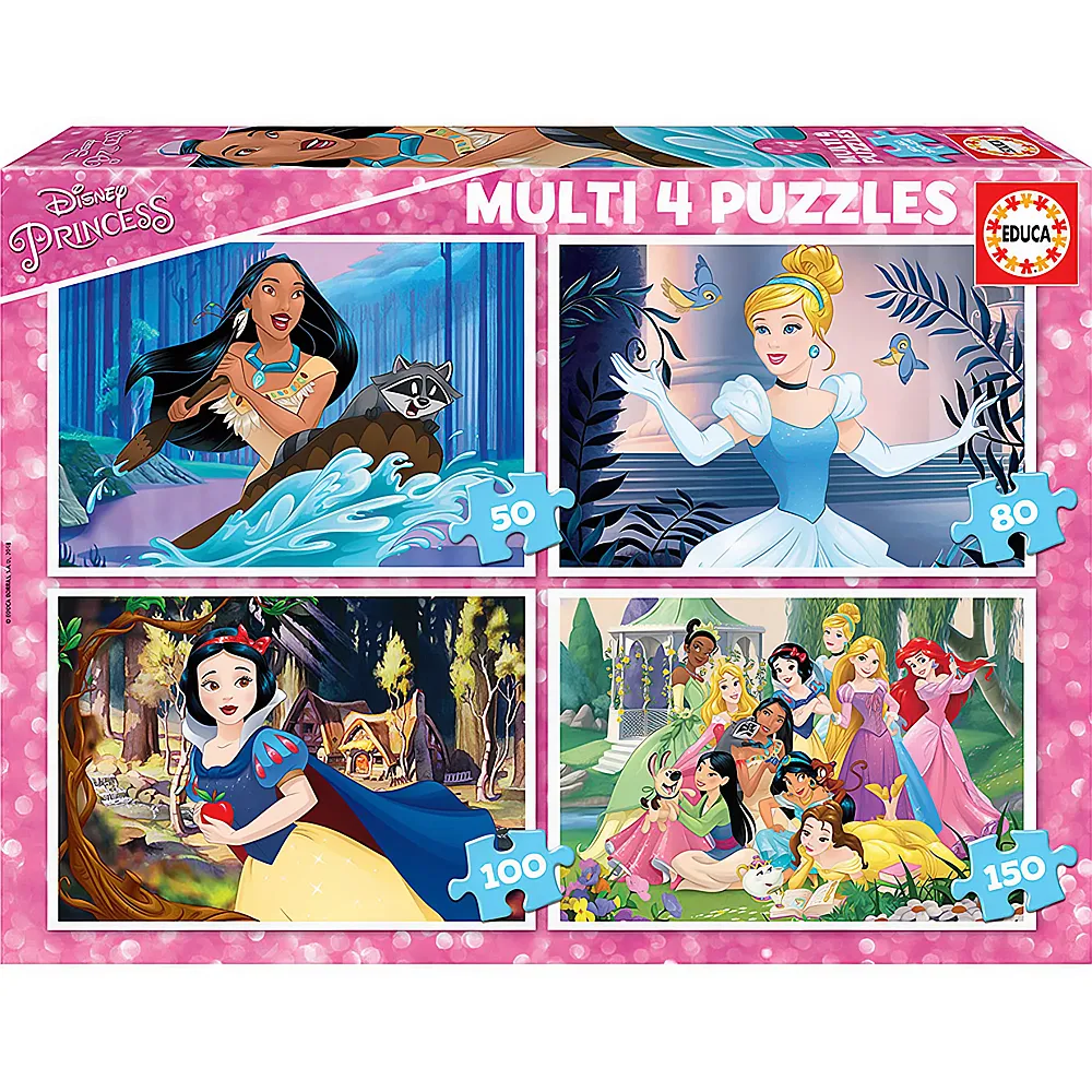 Educa Puzzle 4 in1 Disney Princess 50/80/100/150