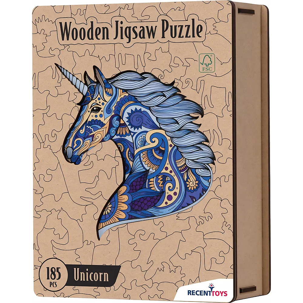 Recent Toys Puzzle Holz Unicorn 185 Teile, 26x31 cm,