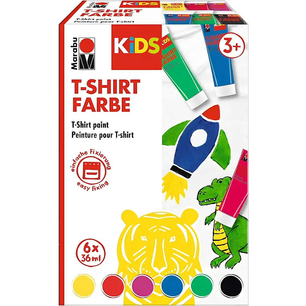 Marabu KiDS T-Shirt Farbe 6er-Set 6x3 ml