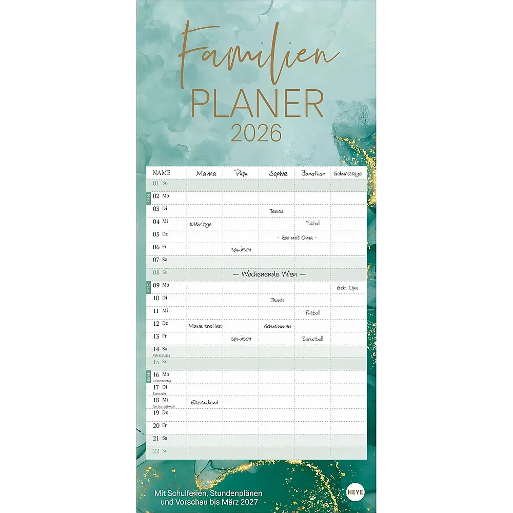 Heye Watercolor Familienplaner 2026