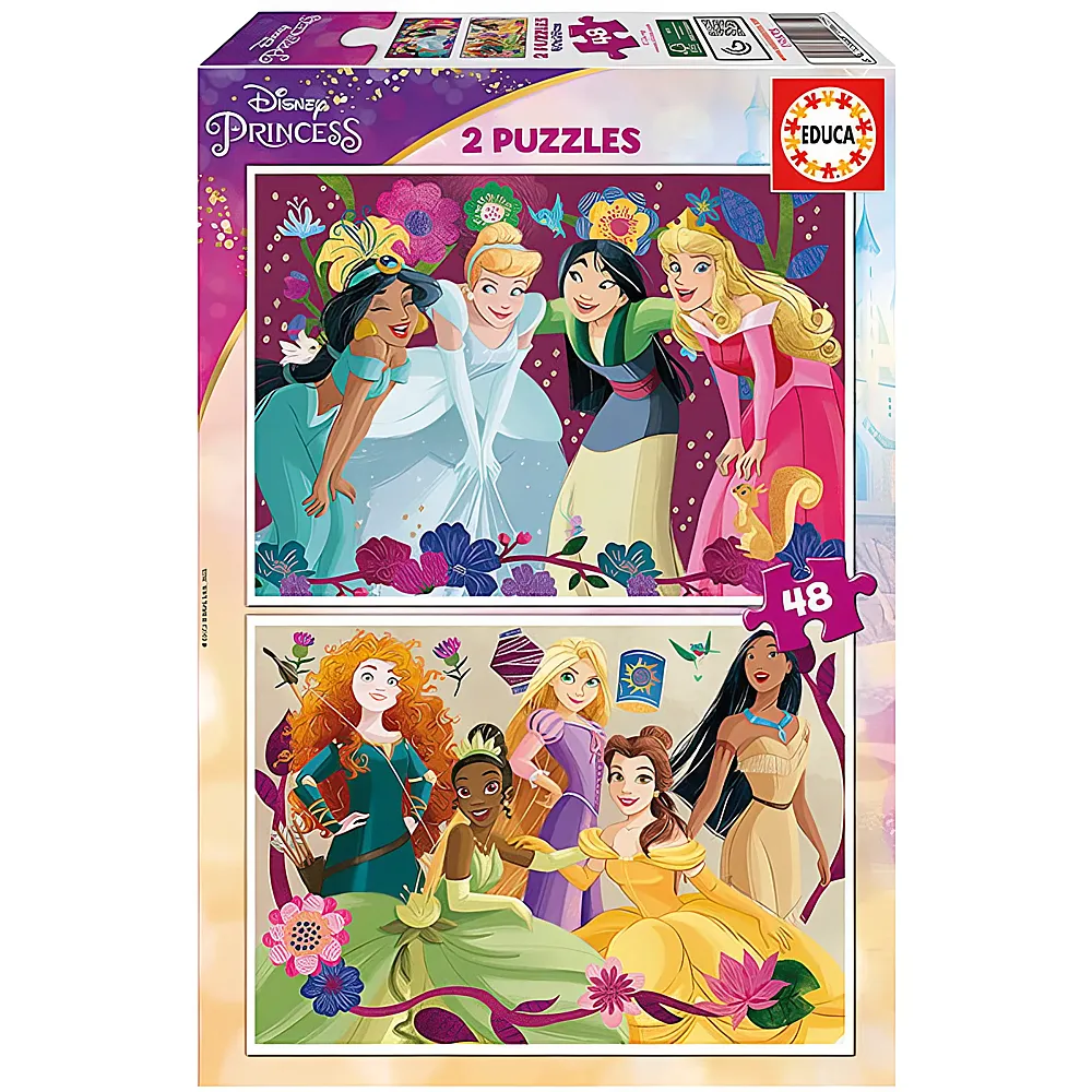 Educa Puzzle Disney Princess 2x48 | Mehrfach-Puzzle