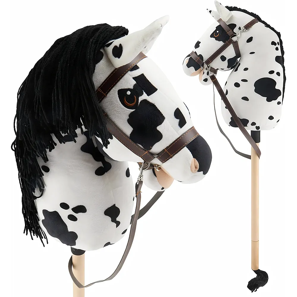 Bieco Hobby Horse Steckenpferd Medium Schecke mit Trense - Reittiere