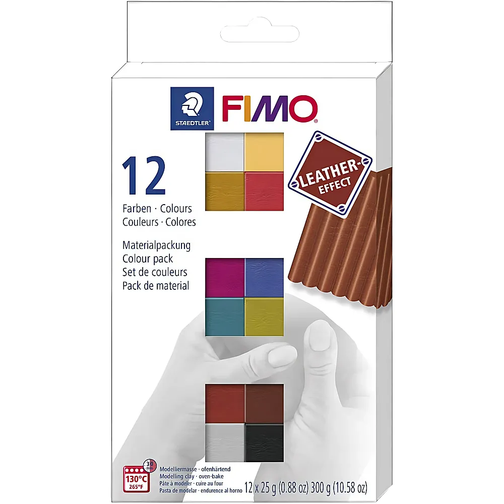 Fimo Leather-Effect Modeling clay with 12 colors - 12 x 25 g