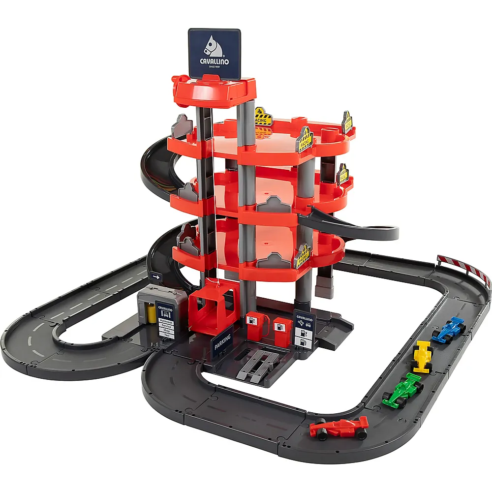 Cavallino Toys 4-Ebenen-Parkhaus mit Autos - Spielgaragen