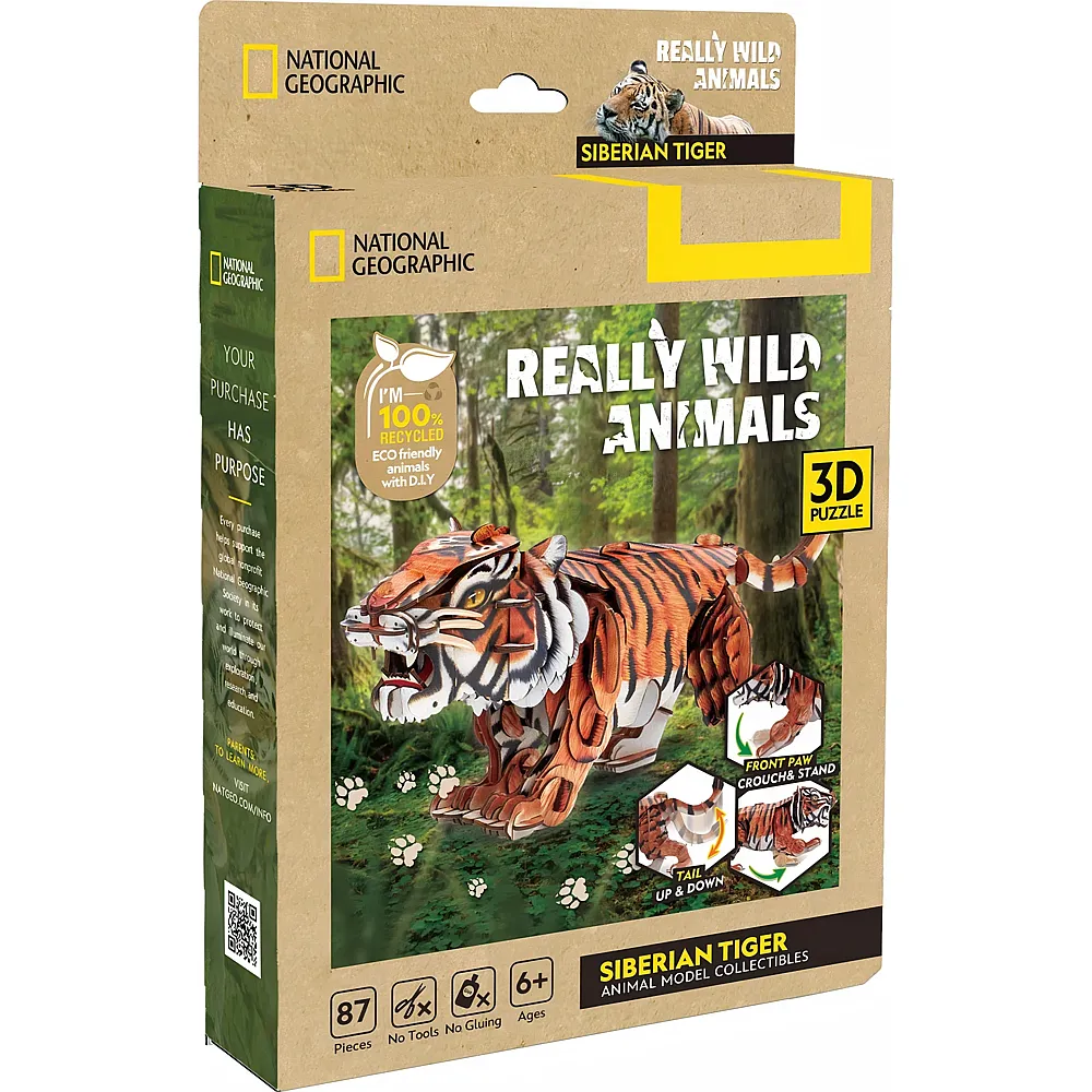 Cubic Fun Puzzle National Geographic 3D Tiger 87Teile