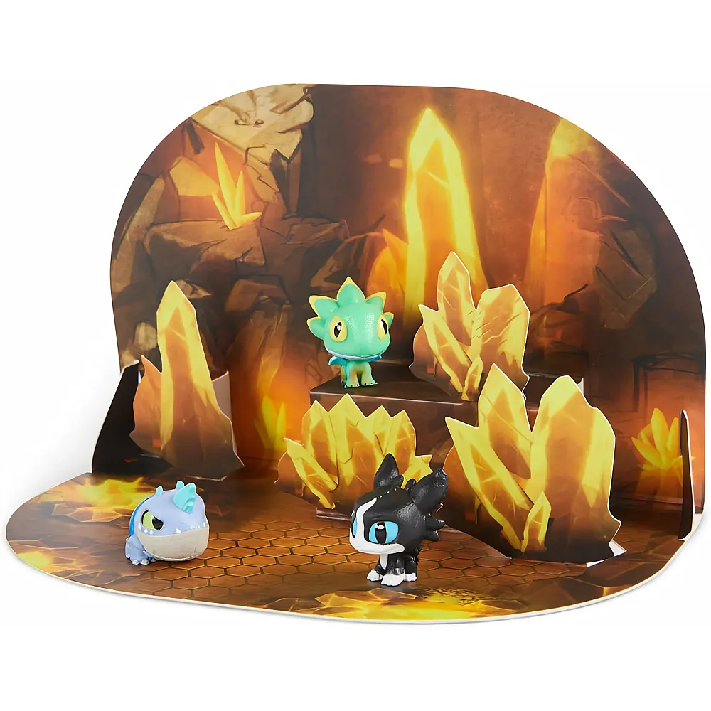 Spin Master DreamWorks Dragons: Die neun Reiche, Crystal Realm Pop-Up Playset mit 3 Mini-Drachenfiguren, Kinderspielzeug f�r Jungen und M�dchen