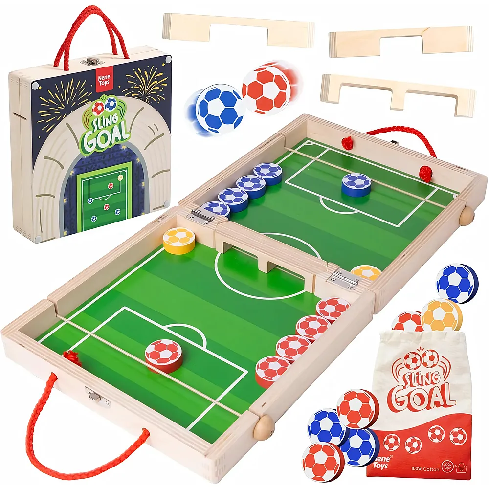 Nene Toys Sling-Puck-Spiel  Familienspiel ab 4 Jahren f�r Kinder & Erwachsene  Fussball-Brettspiel aus FSC-Holz 