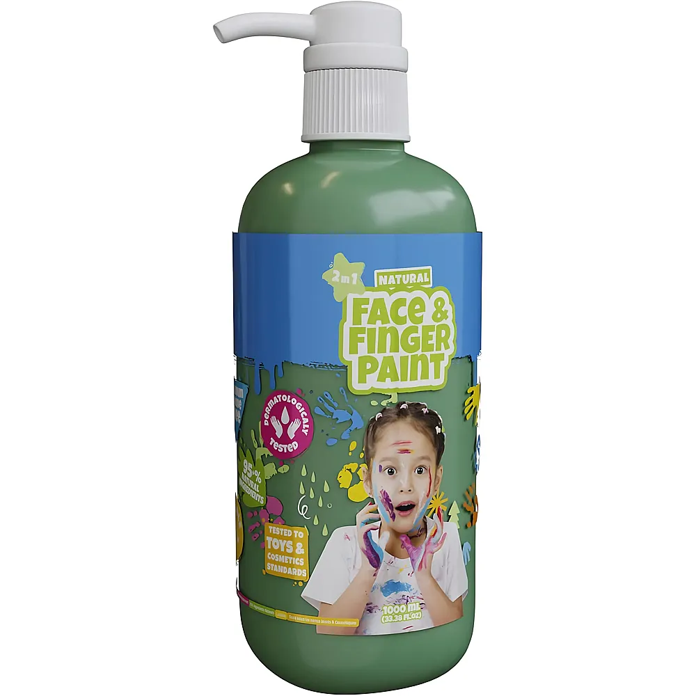 Boti Flacone di pittura naturale per viso e dita Verde - 1 L