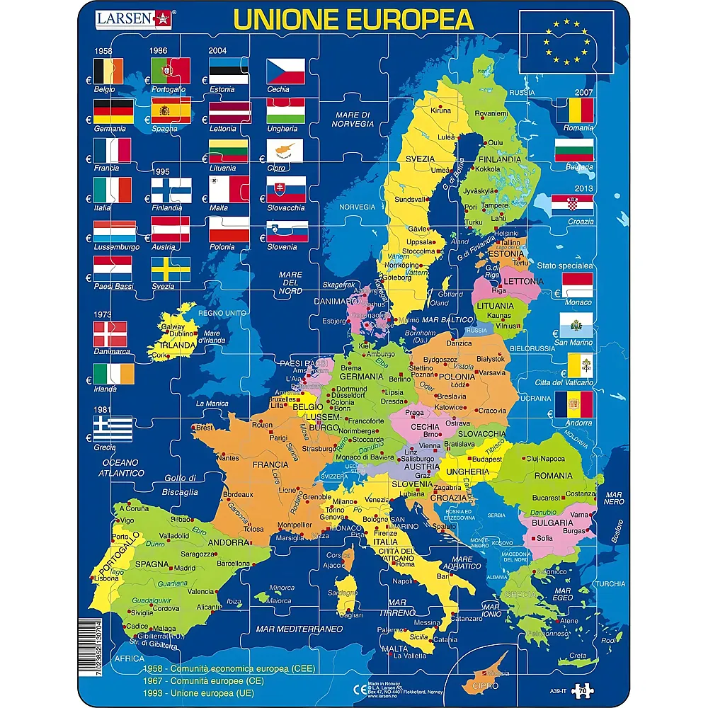 Larsen Puzzle Unione Europea - 70 Teile