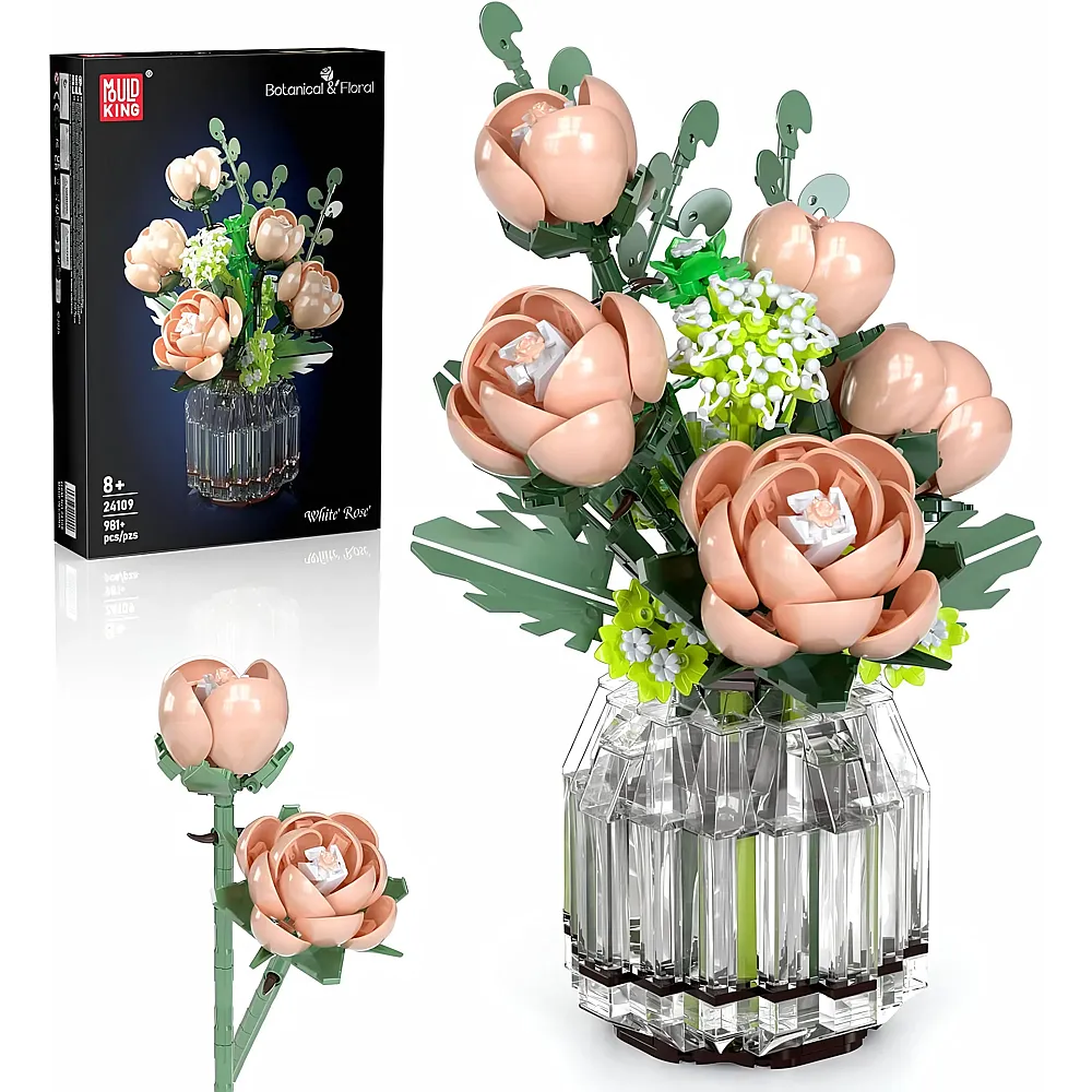 Mould King Botanical & Floral Rosa Blumen in Vase 24109
