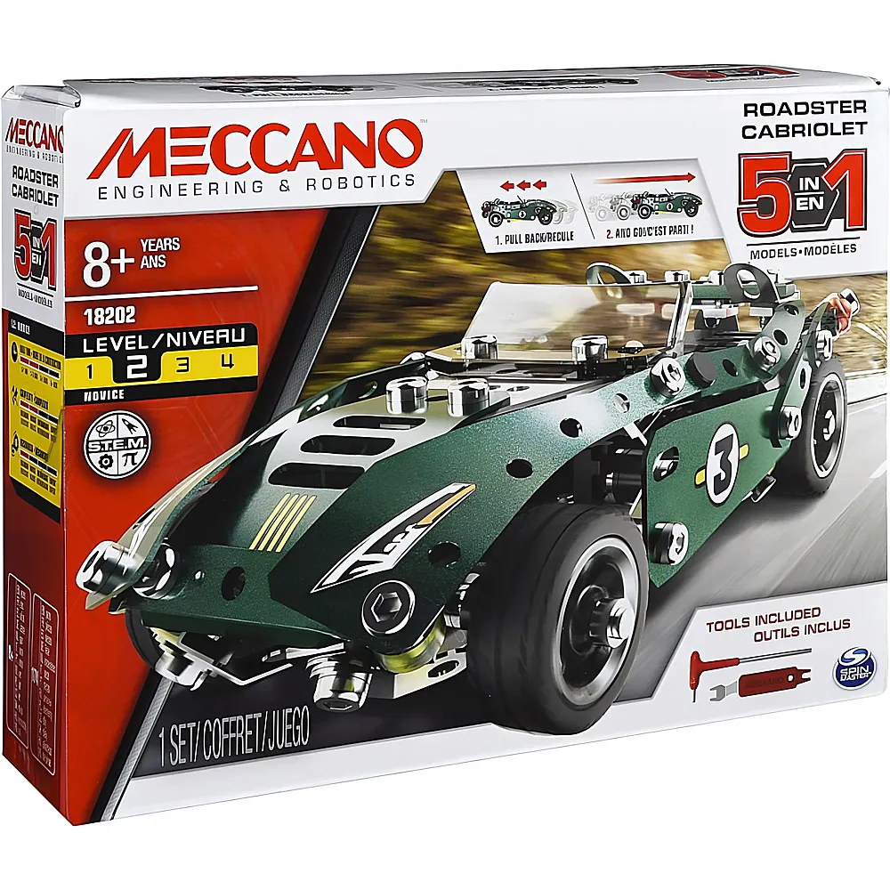 Meccano 5 Multimodell Set Pull Back Car 174Teile