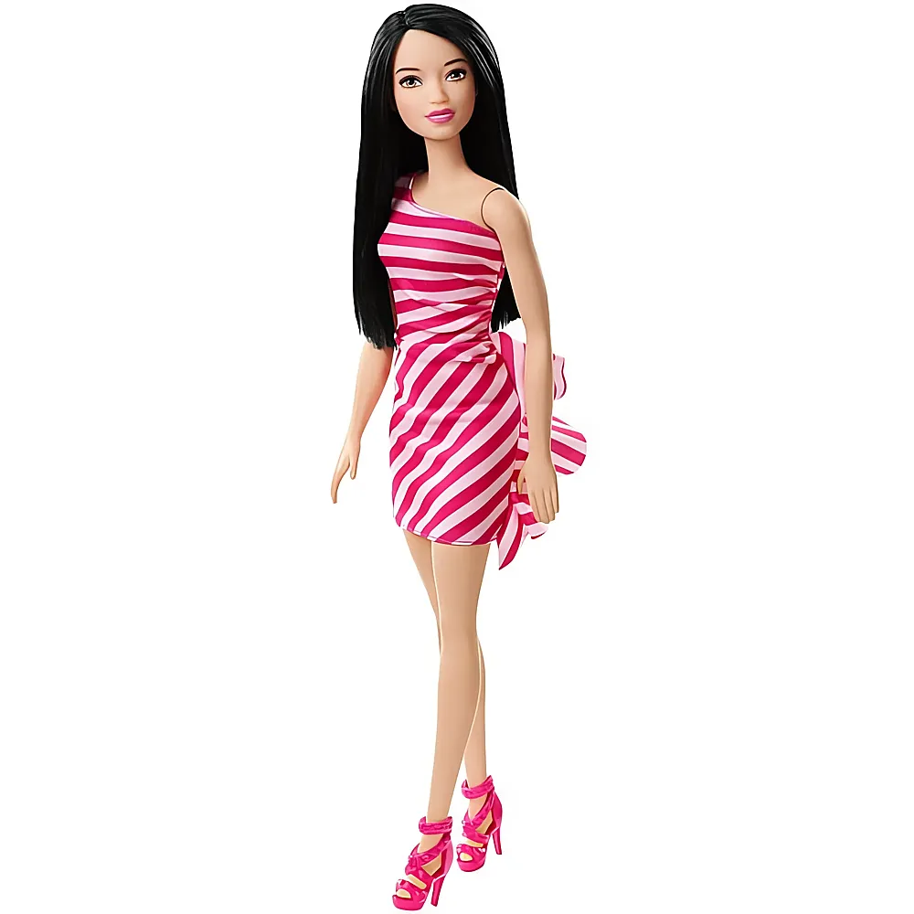 Barbie Fashion & Friends Puppe im gestreiften Glitzerkleid Pink