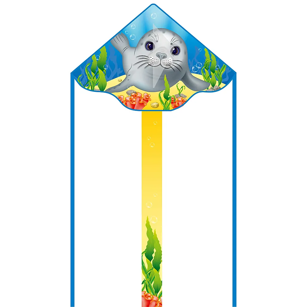HQ Invento Drachen Ecoline Seal Simple Flyer, 120x75 cm, Griff mit 25 m Schnur, ab 5 Jahren